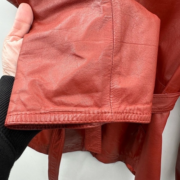 NORDSTROM POINT OF VIEW Vintage genuine leather button hooded jacket. SMALL - Picture 4 of 12